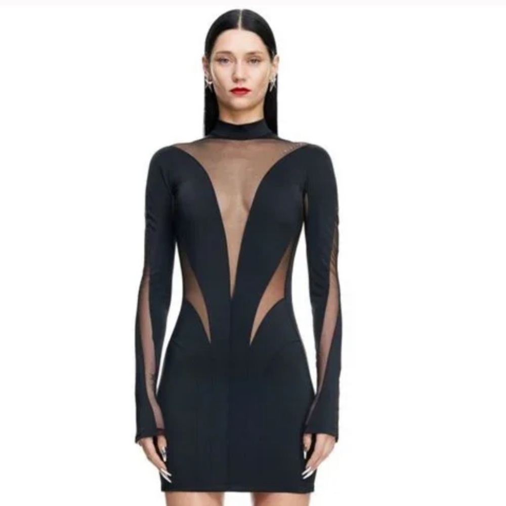 Mugler x H&M black dress sz L